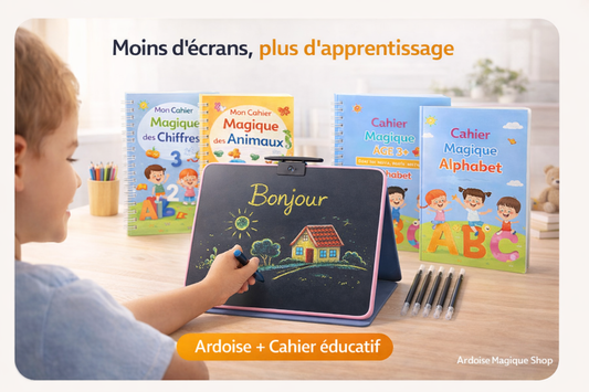 Ardoise magique avec 4 cahiers éducatifs
