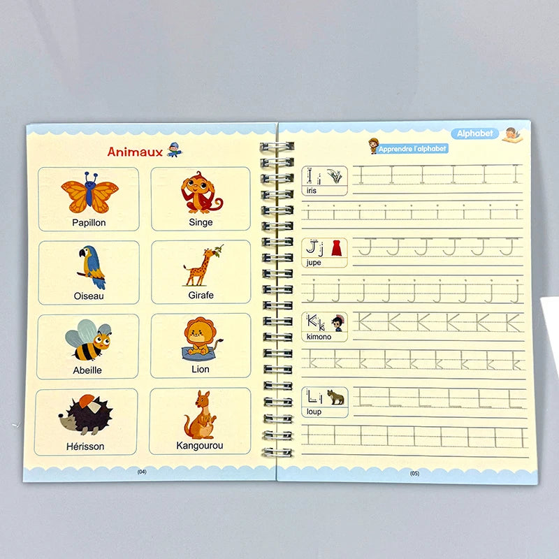 Cahier d’écriture magique réutilisable – Apprendre à écrire facilement